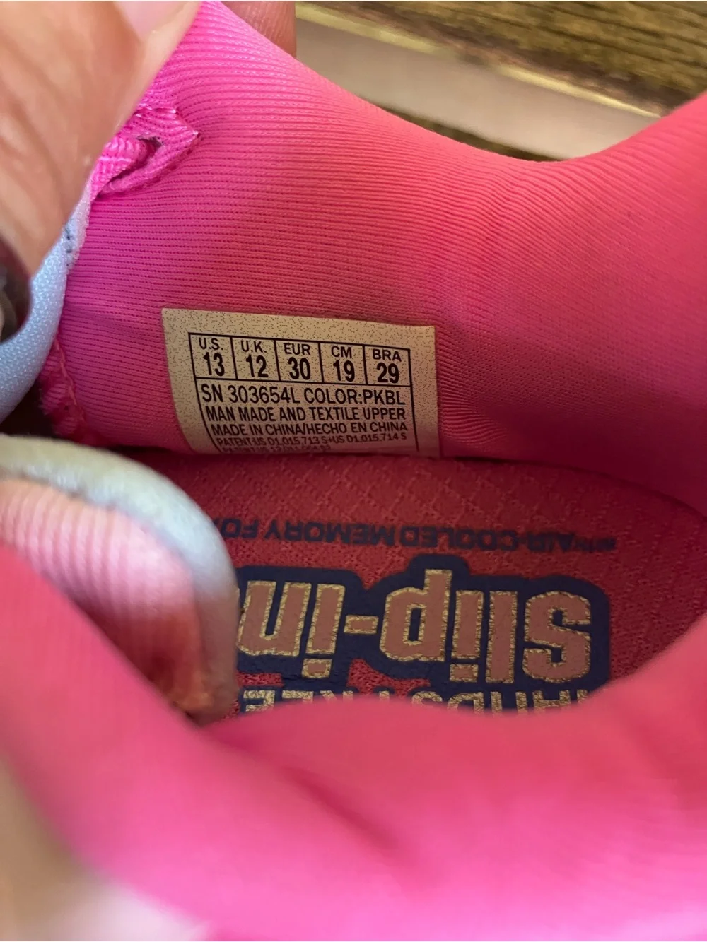 Skechers Pink Slip-On Athletic Sneakers with Blue Tongue Detail